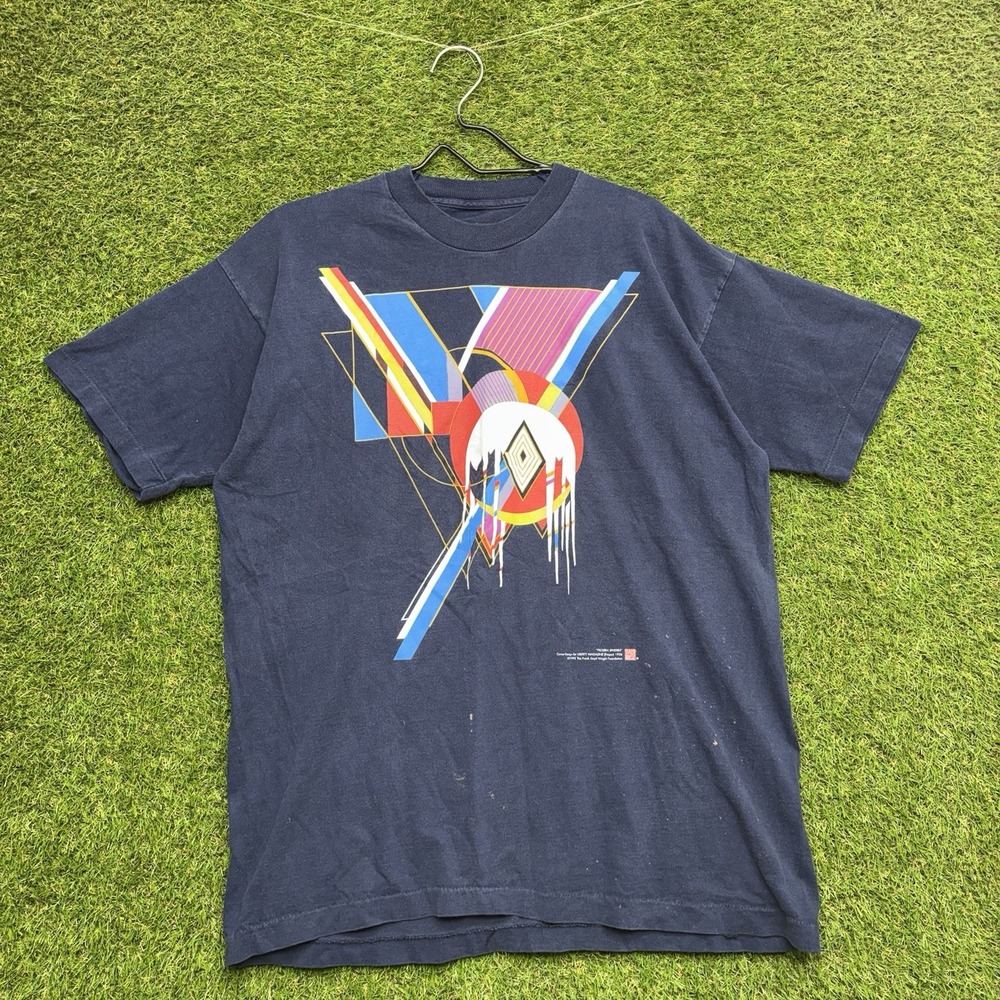 Vintage 1995 Art Shirt Mens Large Blue Frozen Spheres Frank Lloyd Wright FLW 90s